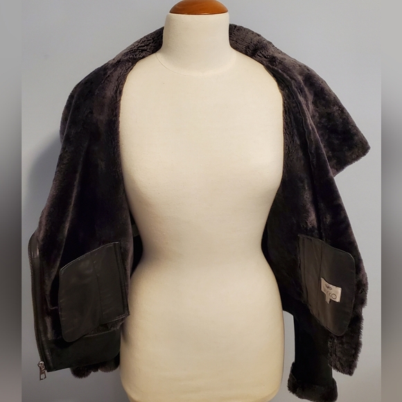 ✨️ VAKKO black suade & authentic Lambskin moto jacket, fur lined - size L ✨️ - Picture 4 of 7